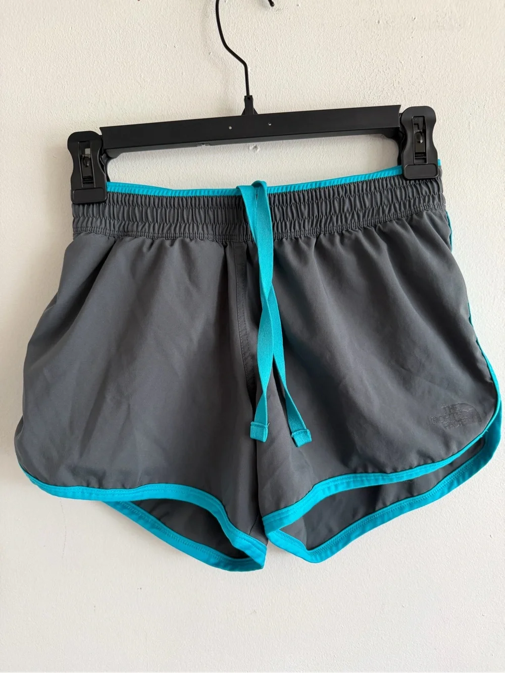 The North Face Women’s Gray Athletic Shorts with Teal Trim